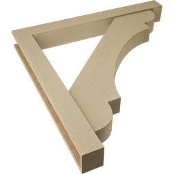 Ekena Millwork - BKTUR0554X48X48OLY05RCPR - Timberthane Faux Wood Olympic Style Bracket w/ Offset Brace, Block Ends, 5 1/2"W x 48"D x 48"H, Primed Tan