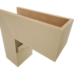 Ekena Millwork - BKTUR0756X18X18OLY05RCPR - Timberthane Faux Wood Olympic Style Bracket w/ Offset Brace, Block Ends, 7 1/2"W x 18"D x 18"H, Primed Tan