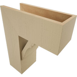 Ekena Millwork - BKTUR0756X18X22OLY05RCPR - Timberthane Faux Wood Olympic Style Bracket w/ Offset Brace, Block Ends, 7 1/2"W x 18"D x 22"H, Primed Tan
