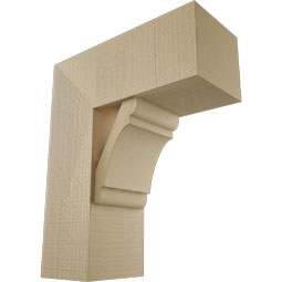 Ekena Millwork - BKTUR0756X18X22OLY05RCPR - Timberthane Faux Wood Olympic Style Bracket w/ Offset Brace, Block Ends, 7 1/2"W x 18"D x 22"H, Primed Tan