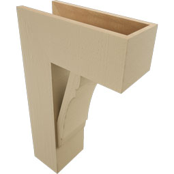 Ekena Millwork - BKTUR0756X18X30OLY05RCPR - Timberthane Faux Wood Olympic Style Bracket w/ Offset Brace, Block Ends, 7 1/2"W x 18"D x 30"H, Primed Tan