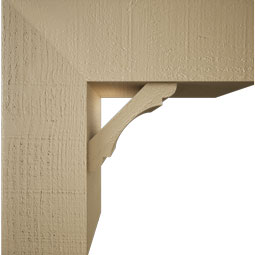Ekena Millwork - BKTUR0756X20X20OLY05RCPR - Timberthane Faux Wood Olympic Style Bracket w/ Offset Brace, Block Ends, 7 1/2"W x 20"D x 20"H, Primed Tan