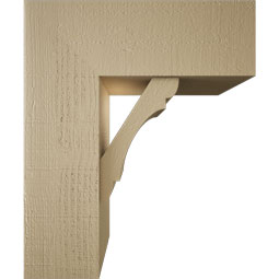Ekena Millwork - BKTUR0756X20X24OLY05RCPR - Timberthane Faux Wood Olympic Style Bracket w/ Offset Brace, Block Ends, 7 1/2"W x 20"D x 24"H, Primed Tan