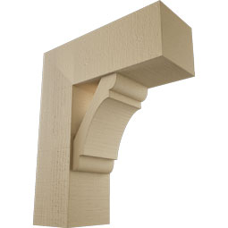 Ekena Millwork - BKTUR0756X20X24OLY05RCPR - Timberthane Faux Wood Olympic Style Bracket w/ Offset Brace, Block Ends, 7 1/2"W x 20"D x 24"H, Primed Tan