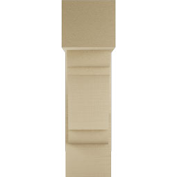Ekena Millwork - BKTUR0756X20X28OLY05RCPR - Timberthane Faux Wood Olympic Style Bracket w/ Offset Brace, Block Ends, 7 1/2"W x 20"D x 28"H, Primed Tan