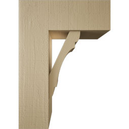 Ekena Millwork - BKTUR0756X20X28OLY05RCPR - Timberthane Faux Wood Olympic Style Bracket w/ Offset Brace, Block Ends, 7 1/2"W x 20"D x 28"H, Primed Tan