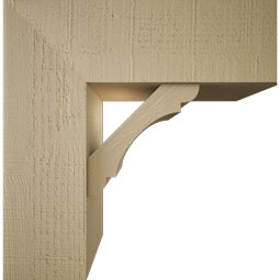 Ekena Millwork - BKTUR0756X22X22OLY05RCPR - Timberthane Faux Wood Olympic Style Bracket w/ Offset Brace, Block Ends, 7 1/2"W x 22"D x 22"H, Primed Tan
