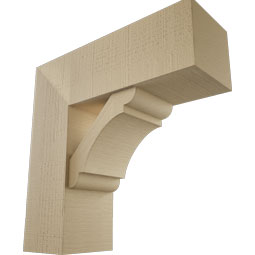 Ekena Millwork - BKTUR0756X22X22OLY05RCPR - Timberthane Faux Wood Olympic Style Bracket w/ Offset Brace, Block Ends, 7 1/2"W x 22"D x 22"H, Primed Tan