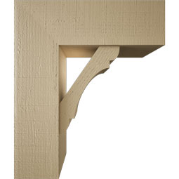 Ekena Millwork - BKTUR0756X22X26OLY05RCPR - Timberthane Faux Wood Olympic Style Bracket w/ Offset Brace, Block Ends, 7 1/2"W x 22"D x 26"H, Primed Tan