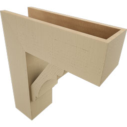 Ekena Millwork - BKTUR0756X22X26OLY05RCPR - Timberthane Faux Wood Olympic Style Bracket w/ Offset Brace, Block Ends, 7 1/2"W x 22"D x 26"H, Primed Tan