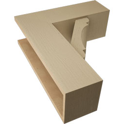Ekena Millwork - BKTUR0756X22X26OLY05RCPR - Timberthane Faux Wood Olympic Style Bracket w/ Offset Brace, Block Ends, 7 1/2"W x 22"D x 26"H, Primed Tan