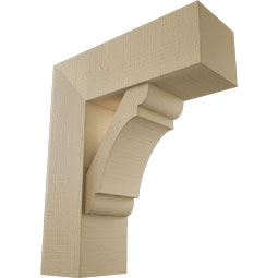 Ekena Millwork - BKTUR0756X22X26OLY05RCPR - Timberthane Faux Wood Olympic Style Bracket w/ Offset Brace, Block Ends, 7 1/2"W x 22"D x 26"H, Primed Tan