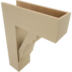 Ekena Millwork - BKTUR0756X22X30OLY05RCPR - Timberthane Faux Wood Olympic Style Bracket w/ Offset Brace, Block Ends, 7 1/2"W x 22"D x 30"H, Primed Tan