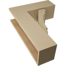 Ekena Millwork - BKTUR0756X22X30OLY05RCPR - Timberthane Faux Wood Olympic Style Bracket w/ Offset Brace, Block Ends, 7 1/2"W x 22"D x 30"H, Primed Tan