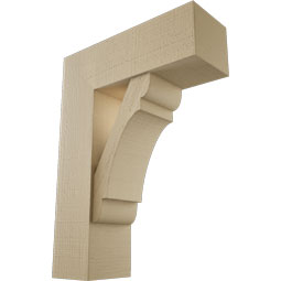 Ekena Millwork - BKTUR0756X22X30OLY05RCPR - Timberthane Faux Wood Olympic Style Bracket w/ Offset Brace, Block Ends, 7 1/2"W x 22"D x 30"H, Primed Tan