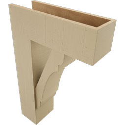 Ekena Millwork - BKTUR0756X22X34OLY05RCPR - Timberthane Faux Wood Olympic Style Bracket w/ Offset Brace, Block Ends, 7 1/2"W x 22"D x 34"H, Primed Tan