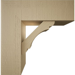 Ekena Millwork - BKTUR0756X24X24OLY05RCPR - Timberthane Faux Wood Olympic Style Bracket w/ Offset Brace, Block Ends, 7 1/2"W x 24"D x 24"H, Primed Tan
