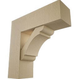 Ekena Millwork - BKTUR0756X24X24OLY05RCPR - Timberthane Faux Wood Olympic Style Bracket w/ Offset Brace, Block Ends, 7 1/2"W x 24"D x 24"H, Primed Tan