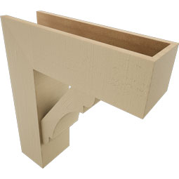 Ekena Millwork - BKTUR0756X24X28OLY05RCPR - Timberthane Faux Wood Olympic Style Bracket w/ Offset Brace, Block Ends, 7 1/2"W x 24"D x 28"H, Primed Tan