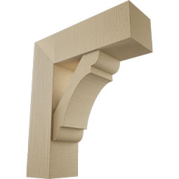 Ekena Millwork - BKTUR0756X24X28OLY05RCPR - Timberthane Faux Wood Olympic Style Bracket w/ Offset Brace, Block Ends, 7 1/2"W x 24"D x 28"H, Primed Tan