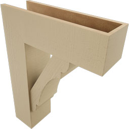 Ekena Millwork - BKTUR0756X24X32OLY05RCPR - Timberthane Faux Wood Olympic Style Bracket w/ Offset Brace, Block Ends, 7 1/2"W x 24"D x 32"H, Primed Tan