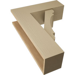 Ekena Millwork - BKTUR0756X24X32OLY05RCPR - Timberthane Faux Wood Olympic Style Bracket w/ Offset Brace, Block Ends, 7 1/2"W x 24"D x 32"H, Primed Tan