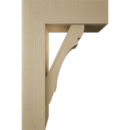 Ekena Millwork - BKTUR0756X24X36OLY05RCPR - Timberthane Faux Wood Olympic Style Bracket w/ Offset Brace, Block Ends, 7 1/2"W x 24"D x 36"H, Primed Tan