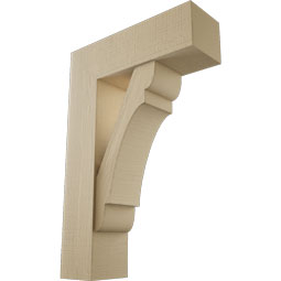 Ekena Millwork - BKTUR0756X24X36OLY05RCPR - Timberthane Faux Wood Olympic Style Bracket w/ Offset Brace, Block Ends, 7 1/2"W x 24"D x 36"H, Primed Tan