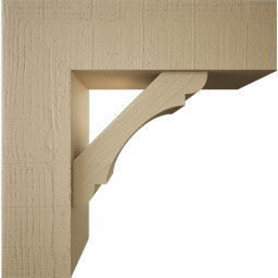 Ekena Millwork - BKTUR0756X26X26OLY05RCPR - Timberthane Faux Wood Olympic Style Bracket w/ Offset Brace, Block Ends, 7 1/2"W x 26"D x 26"H, Primed Tan