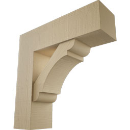 Ekena Millwork - BKTUR0756X26X26OLY05RCPR - Timberthane Faux Wood Olympic Style Bracket w/ Offset Brace, Block Ends, 7 1/2"W x 26"D x 26"H, Primed Tan