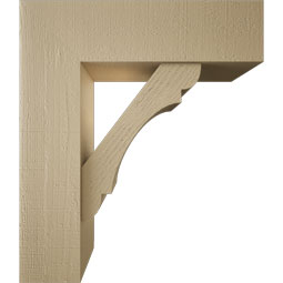 Ekena Millwork - BKTUR0756X26X30OLY05RCPR - Timberthane Faux Wood Olympic Style Bracket w/ Offset Brace, Block Ends, 7 1/2"W x 26"D x 30"H, Primed Tan