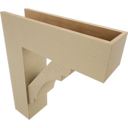 Ekena Millwork - BKTUR0756X26X30OLY05RCPR - Timberthane Faux Wood Olympic Style Bracket w/ Offset Brace, Block Ends, 7 1/2"W x 26"D x 30"H, Primed Tan