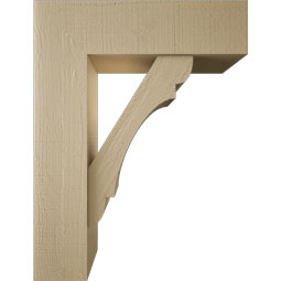 Ekena Millwork - BKTUR0756X26X34OLY05RCPR - Timberthane Faux Wood Olympic Style Bracket w/ Offset Brace, Block Ends, 7 1/2"W x 26"D x 34"H, Primed Tan
