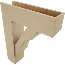 Ekena Millwork - BKTUR0756X26X34OLY05RCPR - Timberthane Faux Wood Olympic Style Bracket w/ Offset Brace, Block Ends, 7 1/2"W x 26"D x 34"H, Primed Tan