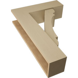 Ekena Millwork - BKTUR0756X26X38OLY05RCPR - Timberthane Faux Wood Olympic Style Bracket w/ Offset Brace, Block Ends, 7 1/2"W x 26"D x 38"H, Primed Tan