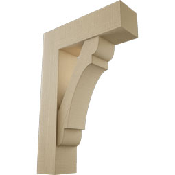 Ekena Millwork - BKTUR0756X26X38OLY05RCPR - Timberthane Faux Wood Olympic Style Bracket w/ Offset Brace, Block Ends, 7 1/2"W x 26"D x 38"H, Primed Tan
