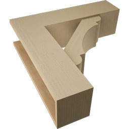Ekena Millwork - BKTUR0756X28X28OLY05RCPR - Timberthane Faux Wood Olympic Style Bracket w/ Offset Brace, Block Ends, 7 1/2"W x 28"D x 28"H, Primed Tan