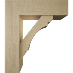 Ekena Millwork - BKTUR0756X28X32OLY05RCPR - Timberthane Faux Wood Olympic Style Bracket w/ Offset Brace, Block Ends, 7 1/2"W x 28"D x 32"H, Primed Tan