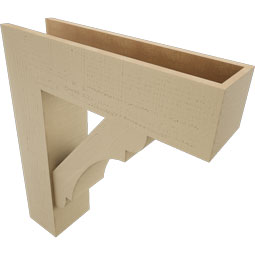 Ekena Millwork - BKTUR0756X28X32OLY05RCPR - Timberthane Faux Wood Olympic Style Bracket w/ Offset Brace, Block Ends, 7 1/2"W x 28"D x 32"H, Primed Tan