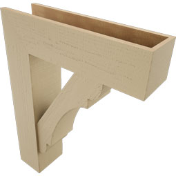 Ekena Millwork - BKTUR0756X28X36OLY05RCPR - Timberthane Faux Wood Olympic Style Bracket w/ Offset Brace, Block Ends, 7 1/2"W x 28"D x 36"H, Primed Tan