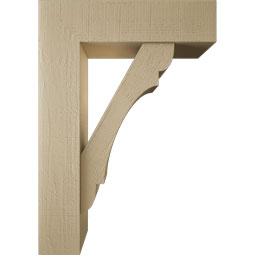 Ekena Millwork - BKTUR0756X28X40OLY05RCPR - Timberthane Faux Wood Olympic Style Bracket w/ Offset Brace, Block Ends, 7 1/2"W x 28"D x 40"H, Primed Tan