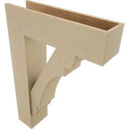 Ekena Millwork - BKTUR0756X28X40OLY05RCPR - Timberthane Faux Wood Olympic Style Bracket w/ Offset Brace, Block Ends, 7 1/2"W x 28"D x 40"H, Primed Tan