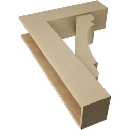 Ekena Millwork - BKTUR0756X28X40OLY05RCPR - Timberthane Faux Wood Olympic Style Bracket w/ Offset Brace, Block Ends, 7 1/2"W x 28"D x 40"H, Primed Tan