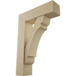 Ekena Millwork - BKTUR0756X28X40OLY05RCPR - Timberthane Faux Wood Olympic Style Bracket w/ Offset Brace, Block Ends, 7 1/2"W x 28"D x 40"H, Primed Tan