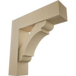 Ekena Millwork - BKTUR0756X30X30OLY05RCPR - Timberthane Faux Wood Olympic Style Bracket w/ Offset Brace, Block Ends, 7 1/2"W x 30"D x 30"H, Primed Tan