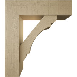 Ekena Millwork - BKTUR0756X30X34OLY05RCPR - Timberthane Faux Wood Olympic Style Bracket w/ Offset Brace, Block Ends, 7 1/2"W x 30"D x 34"H, Primed Tan