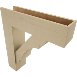 Ekena Millwork - BKTUR0756X30X34OLY05RCPR - Timberthane Faux Wood Olympic Style Bracket w/ Offset Brace, Block Ends, 7 1/2"W x 30"D x 34"H, Primed Tan
