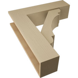 Ekena Millwork - BKTUR0756X30X34OLY05RCPR - Timberthane Faux Wood Olympic Style Bracket w/ Offset Brace, Block Ends, 7 1/2"W x 30"D x 34"H, Primed Tan