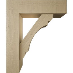 Ekena Millwork - BKTUR0756X30X36OLY05RCPR - Timberthane Faux Wood Olympic Style Bracket w/ Offset Brace, Block Ends, 7 1/2"W x 30"D x 36"H, Primed Tan