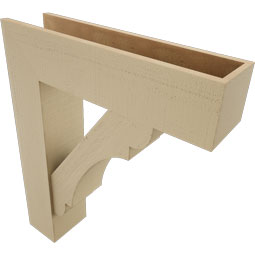 Ekena Millwork - BKTUR0756X30X36OLY05RCPR - Timberthane Faux Wood Olympic Style Bracket w/ Offset Brace, Block Ends, 7 1/2"W x 30"D x 36"H, Primed Tan